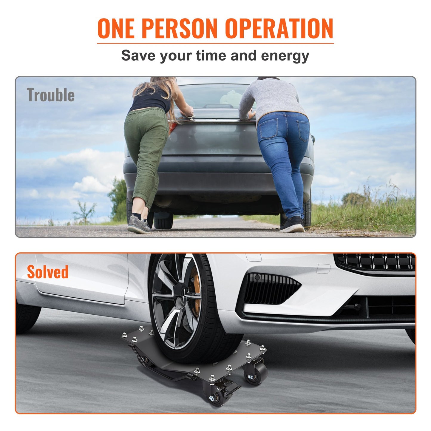 Wheel Dolly, 8000 LBS/3600 KG Car Dollies, Wheel Dolly Car Tire Stake Set of 4 Pack, Heavy-duty Car Tire Dolly Moving Cars, Trucks, Trailers, Motorcycles, and Boats