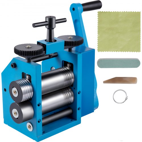Rolling Mills 3"/76mm Jewelry Rolling Mill Machine Gear Ratio 1:2.5 Wire Roller Mill 0.1-7mm Press Thickness Manual Combination Rolling Mill for Metal Jewelry Sheet Square Semicircle Pattern