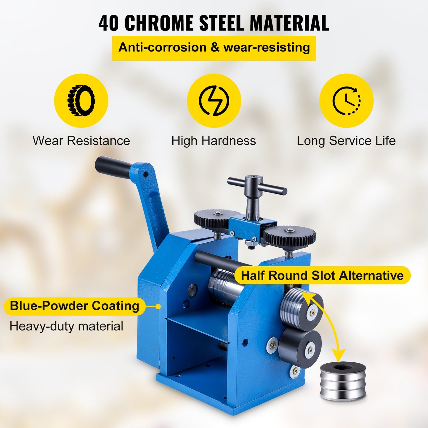 Rolling Mills 3"/76mm Jewelry Rolling Mill Machine Gear Ratio 1:2.5 Wire Roller Mill 0.1-7mm Press Thickness Manual Combination Rolling Mill for Metal Jewelry Sheet Square Semicircle Pattern