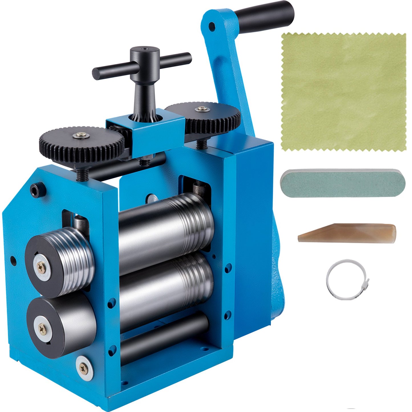 Rolling Mills 3"/76mm Jewelry Rolling Mill Machine Gear Ratio 1:2.5 Wire Roller Mill 0.1-7mm Press Thickness Manual Combination Rolling Mill for Metal Jewelry Sheet Square Semicircle Pattern