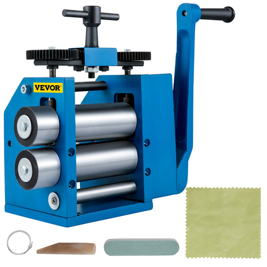 Rolling Mill, 4.4"/112mm Jewelry Rolling Mill Machine, Gear Ratio 1:2.5 Wire Roller Mill, 0.1-7mm Press Thickness Manual Flat Rolling Mill w/ Iron Roller for DIY Jewelers Craft Sheet Pattern