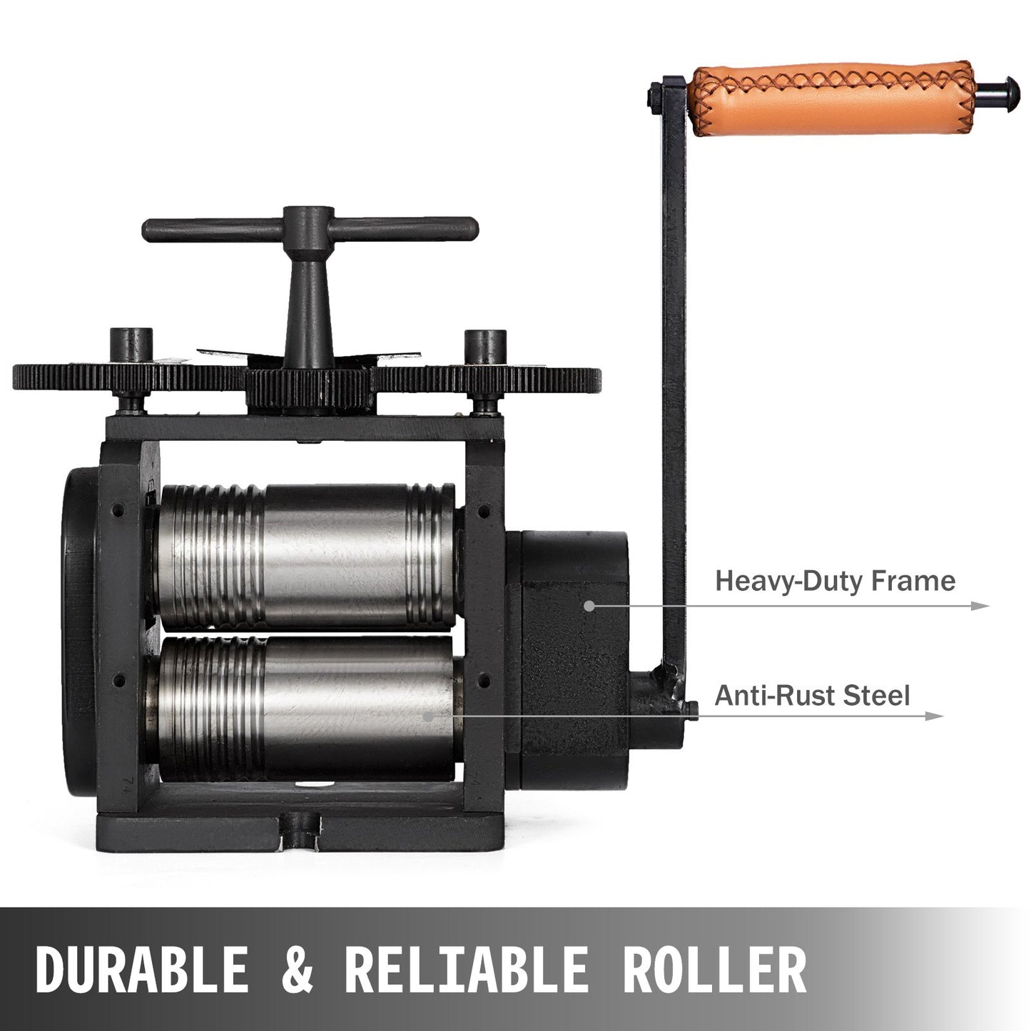 Jewelry Combination Rolling Mill 110mm Width Flat Rolling Mill 55 mm Diameter Rollers Rolling Mill Press Gear Ratio 4:1 Jewelry Press Tabletting Tool for Jewelry Repair Design