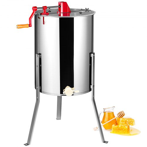 Manual Honey Extractor, 4/8 Frames Honey Spinner Extractor, Stainless Steel Beekeeping Extraction, Honeycomb Drum Spinner with Lid, Apiary Centrifuge Equipment with Height Adjustable Stand