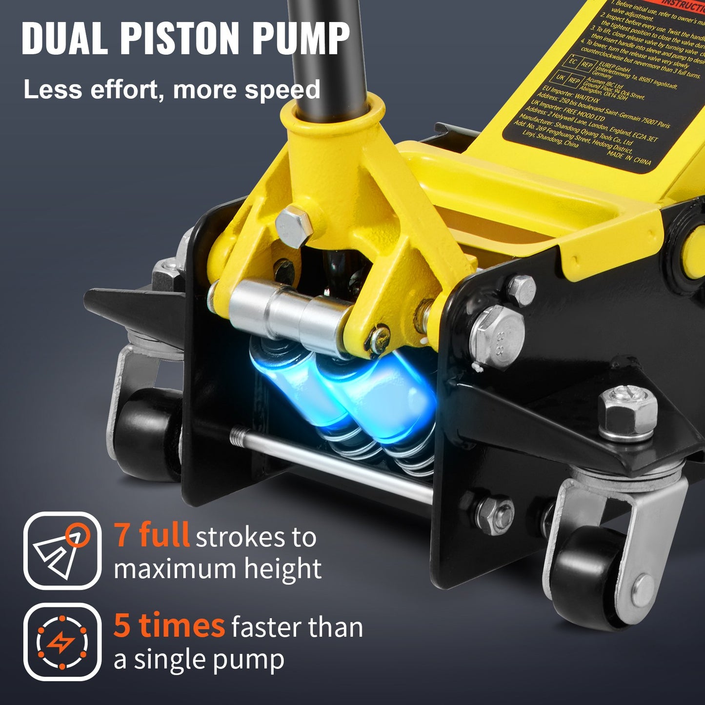 Floor Jack, 2.5 Ton Low Profile Floor Jack, Heavy-duty Steel Racing Floor Jack With Dual Pistons Quick Lift Pump, Floor Jack Lifting Range 88 mm-495 mm