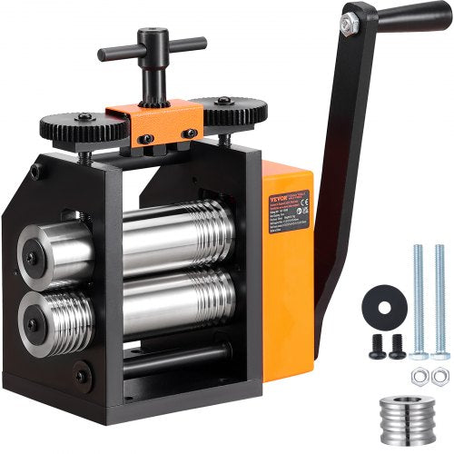 Rolling Mill, 2.95"/75 mm Jewelry Rolling Mill Machine, 1: 2 Gear Ratio, 3-in-1 Multi-function Rolling Mill, 0.03-6.5mm Press Thickness for Metal Jewelry Making Sheet Square Wire Semicircle
