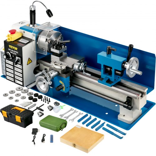 Mini Metal Lathe, 7"x14" Benchtop Metal Lathe, 550W Variable Speed 2250RPM Metal Lathe, with 3-jaw Chuck CNC Mini Lathe Machine, Precision Mini Lathe w/Tool Box Digital Display for Metal Turning