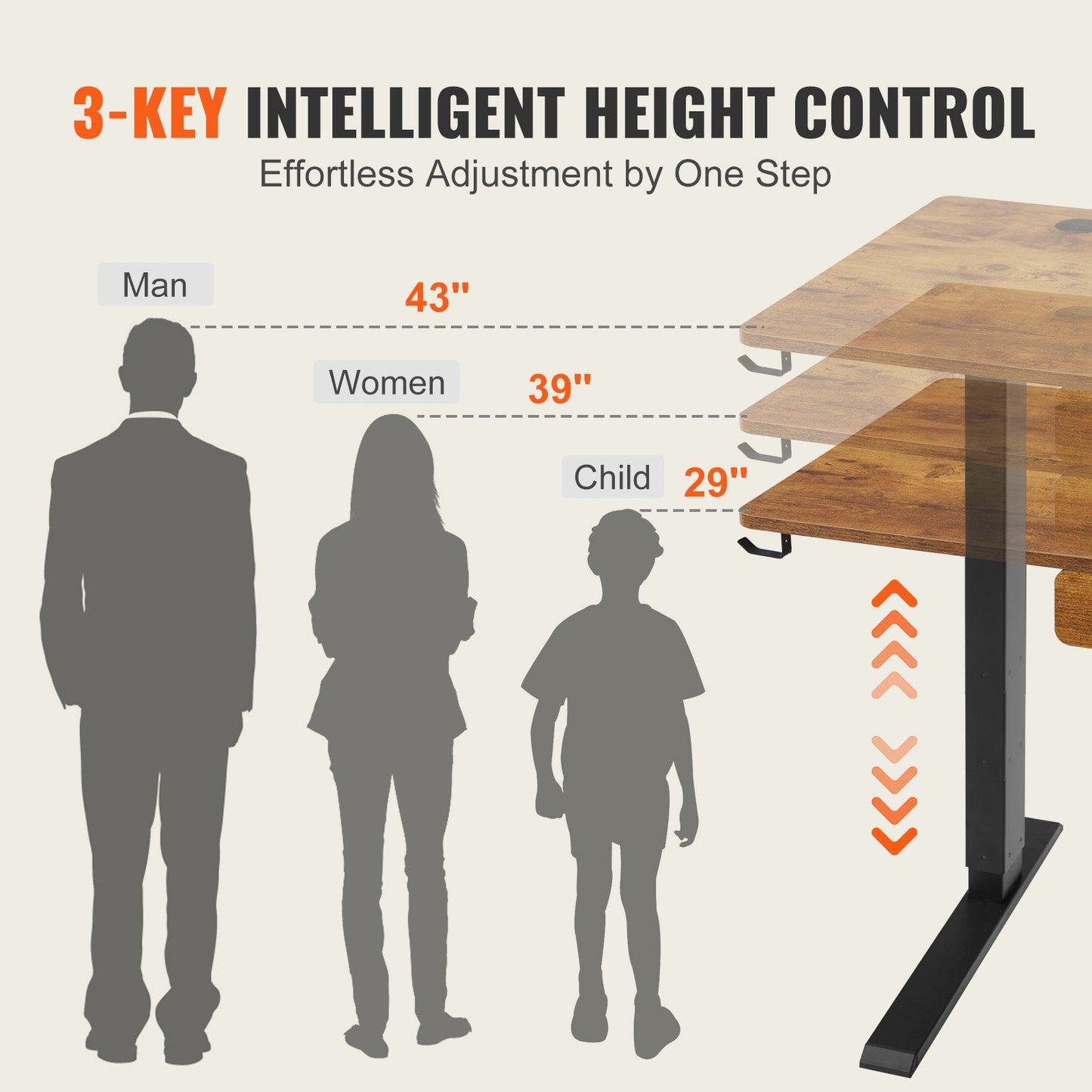 Height Adjustable Desk, 47.2 x 23.6 in with Drawer, 3-Key Modes Electric Standing Desk,Whole Piece Desk Board, Dual Metal Frame, 180 LBS Capacity Computer Sit Stand up Desk, for Home and Office