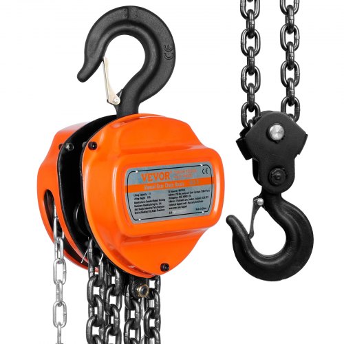 Manual Chain Hoist, 2 Ton 4400 lbs Capacity 10 FT Come Along, G80 Galvanized Carbon Steel with Double-Pawl Brake, Auto Chain Leading & 360° Rotation Hook, for Garage Factory Dock