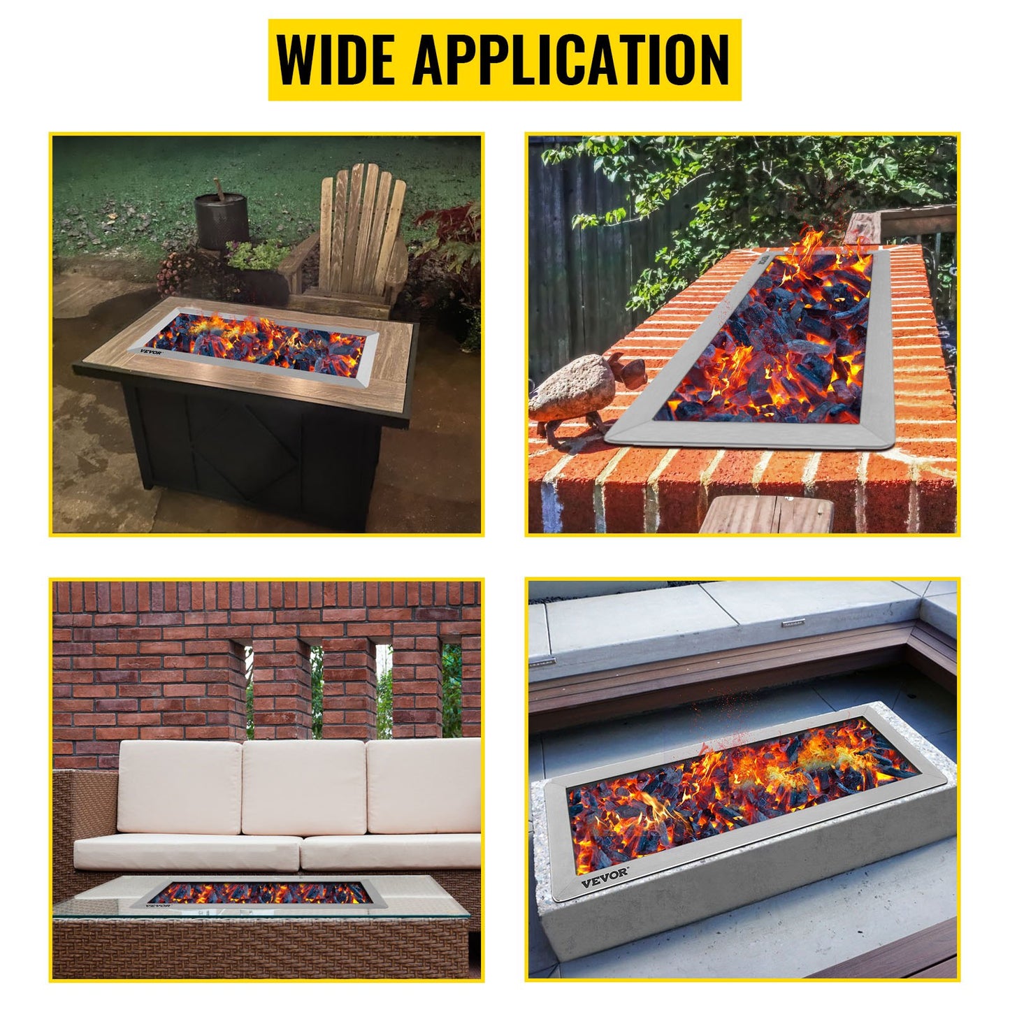 Fill-in Fire Pit Pan Burner Natural Gas Fire Pit Burner 20x8 Inch Fire Pit Pan 13.2 LBS Stainless Steel Fill In Pan Linear Fire Pit Pan Metal Square Burner Heater