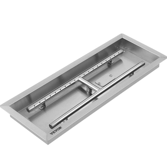 Fill-in Fire Pit Pan Burner Natural Gas Fire Pit Burner 24x8 Inch Fire Pit Pan 4.4 LBS Stainless Steel Fill In Pan Linear Fire Pit Pan Metal Square Burner Heater