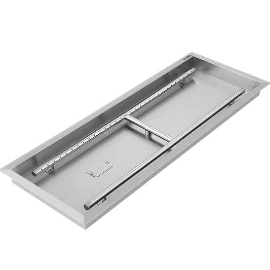 Fill-in Fire Pit Pan Burner Natural Gas Fire Pit Burner 32x12 Inch Fire Pit Pan 8.4 LBS Stainless Steel Fill In Pan Linear Fire Pit Pan Metal Square Burner Heater