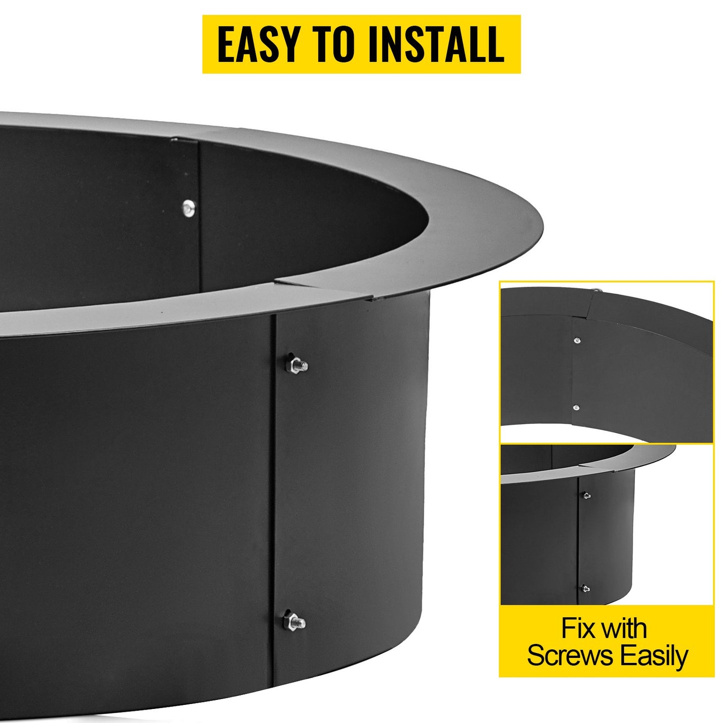 Fire Pit Ring 42×36×10 Inch Fire Pit Pan Fireplace Ring Solid Steel Heavy Duty Fire Pit Ring Liner for Fireplace Campfire Pit Ground for Outdoor Camping