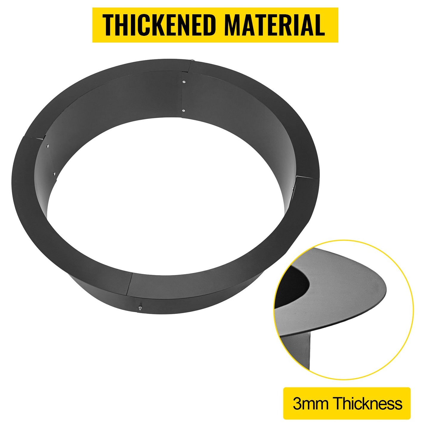 Fire Pit Ring 42×36×10 Inch Fire Pit Pan Fireplace Ring Solid Steel Heavy Duty Fire Pit Ring Liner for Fireplace Campfire Pit Ground for Outdoor Camping