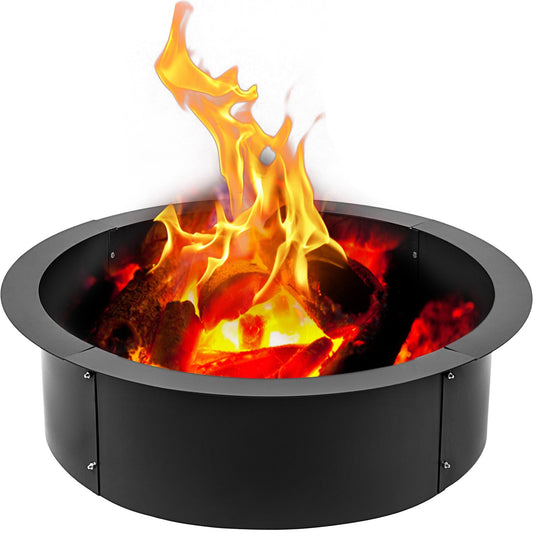 Fire Pit Ring 45 Inch Fire Pit Pan Fireplace Ring Solid Steel Heavy Duty Fire Pit Ring/Liner for Fireplace Campfire Pit Ground for Outdoor Camping