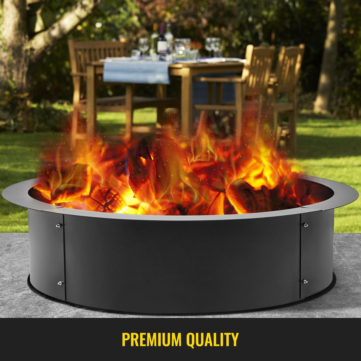 Fire Pit Ring 45 Inch Fire Pit Pan Fireplace Ring Solid Steel Heavy Duty Fire Pit Ring/Liner for Fireplace Campfire Pit Ground for Outdoor Camping