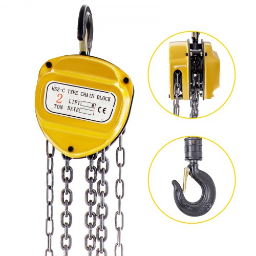 Chain Hoist 4400lbs/2ton Chain Block Hoist Manual Chain Hoist 3m/10ft Block Chain Hand Chain Lifting Hoist with Hooks Chain Pulley Tackle Hoist Winch