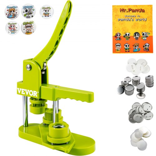 Button Maker Machine, Installation-Free Badge Punch Press Kit, 25mm (1 inch) Pin Maker, Button Making Supplies with 500pcs Button Parts & Circle Cutter & Magic Book