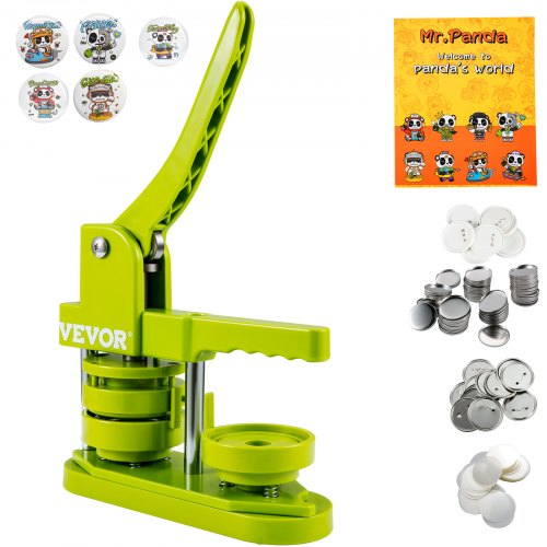 Button Maker Machine, Installation-Free Badge Punch Press Kit, 58mm (2.25 inch) Pin Maker, Button Making Supplies with 100pcs Button Parts & Circle Cutter & Magic Book