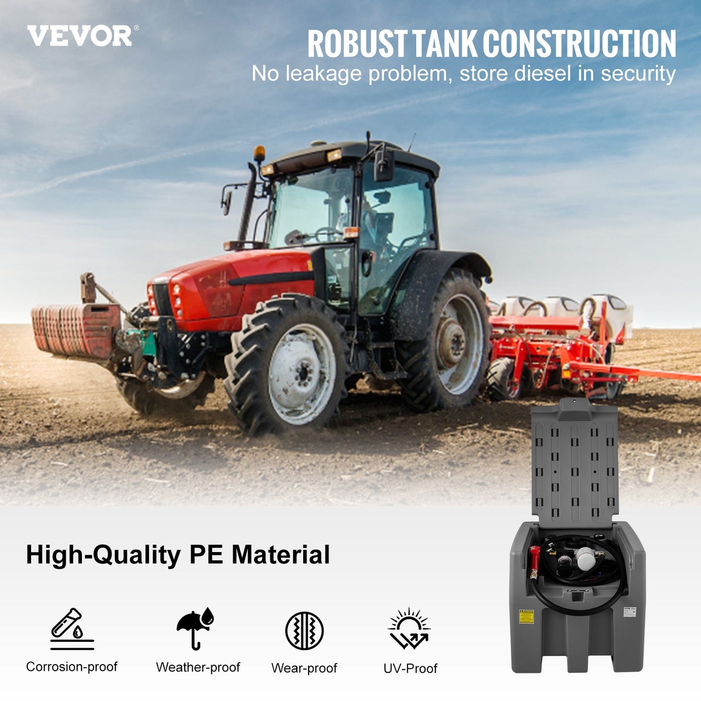 Portable Diesel Tank, 58 Gallon Capacity & 10 GPM Flow Rate, Diesel Fuel Tank with 12V Electric Transfer Pump and 13.1ft Rubber Hose, PE Diesel Transfer Tank for Easy Fuel Transportation,Gary
