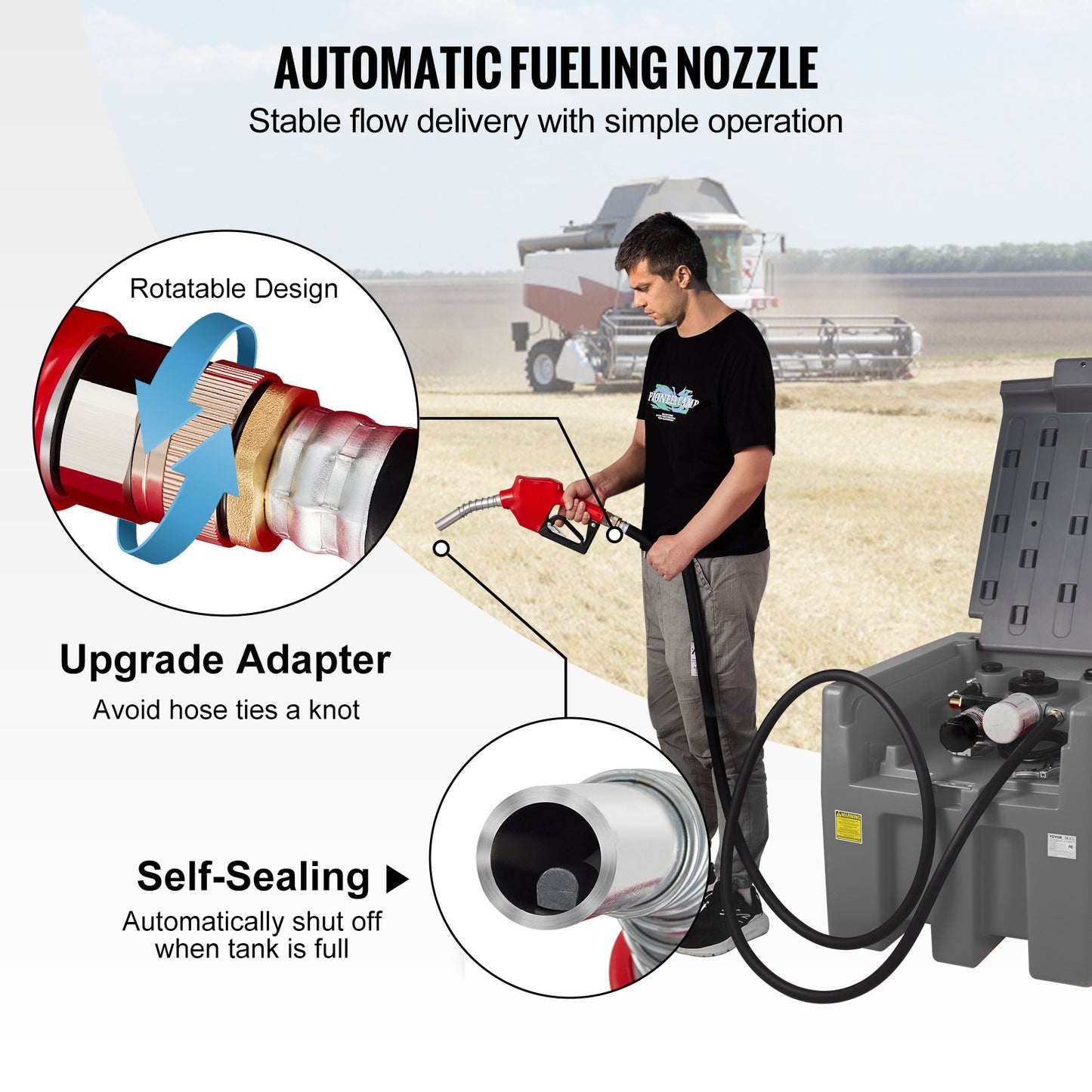 Portable Diesel Tank, 58 Gallon Capacity & 10 GPM Flow Rate, Diesel Fuel Tank with 12V Electric Transfer Pump and 13.1ft Rubber Hose, PE Diesel Transfer Tank for Easy Fuel Transportation,Gary
