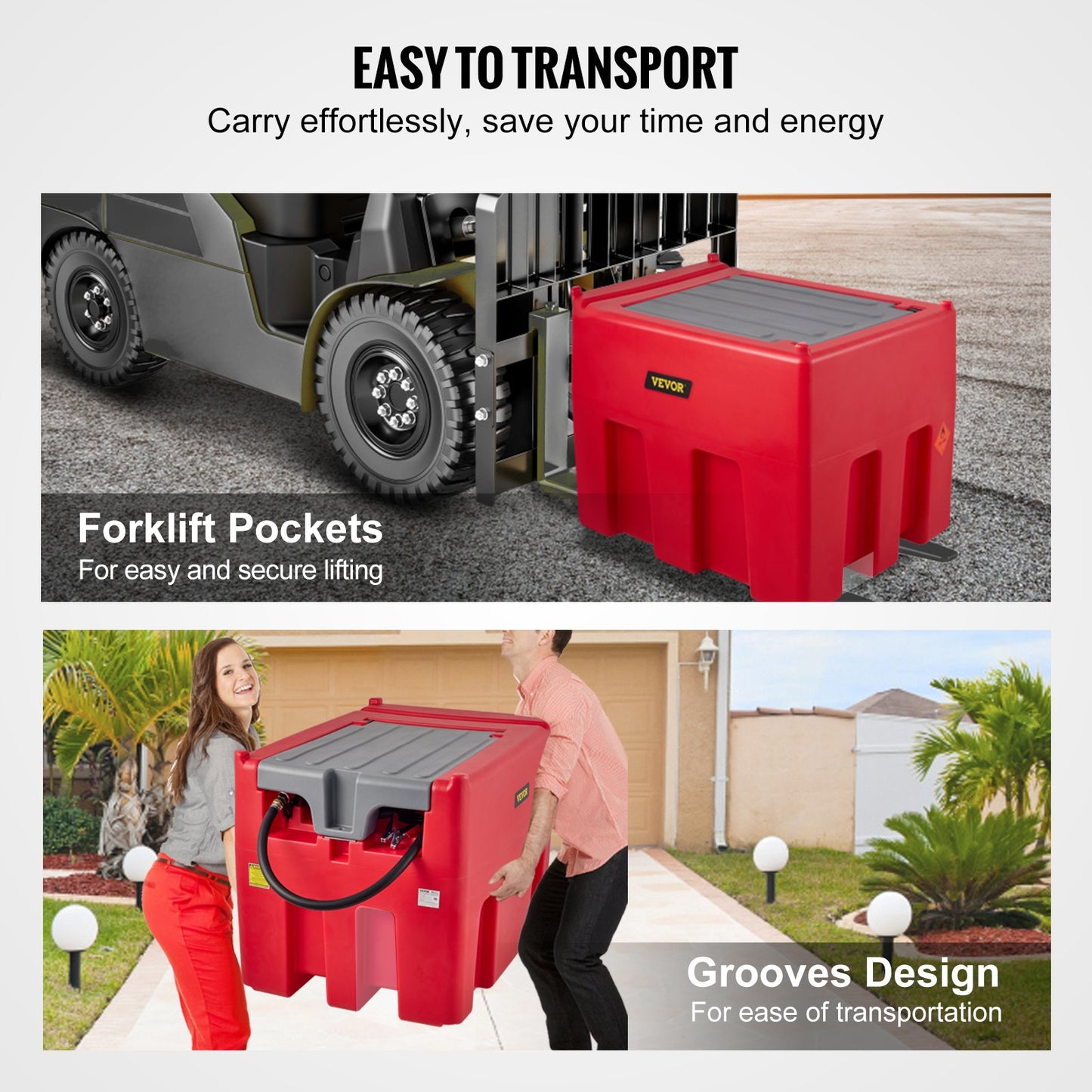 Portable Diesel Tank, 116 Gallon Capacity & 10 GPM Flow Rate, Diesel Fuel Tank with 12V Electric Transfer Pump and 13.1ft Rubber Hose, PE Diesel Transfer Tank for Easy Fuel Transportation, Red