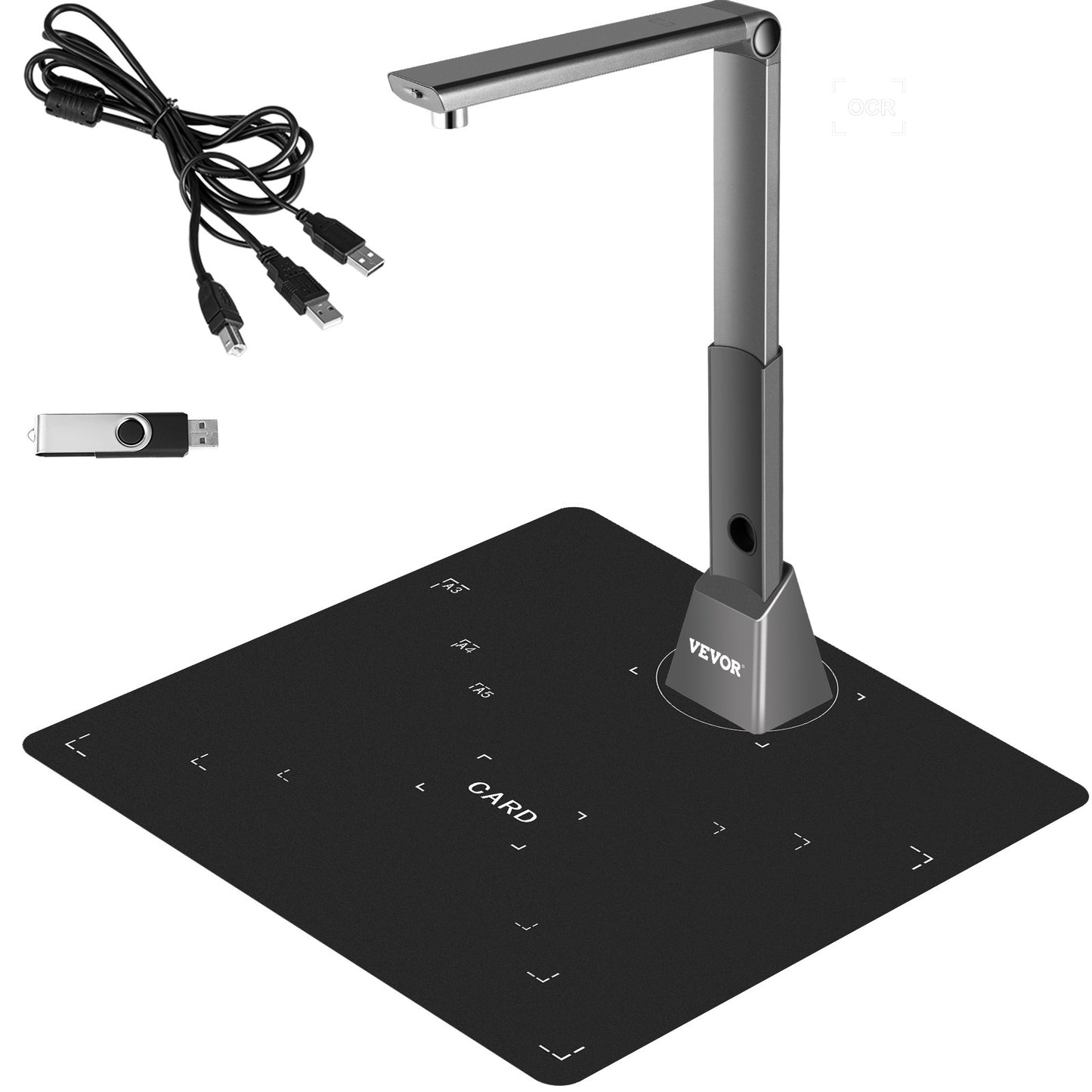 Document Camera for Teachers A3 Scanning Size Book Scanner 10 Mega-Pixel Lens Book & Document Scanner w/ LED Lights Portable Scanner for Teacher OCR Function for Classroom Online Teaching Office