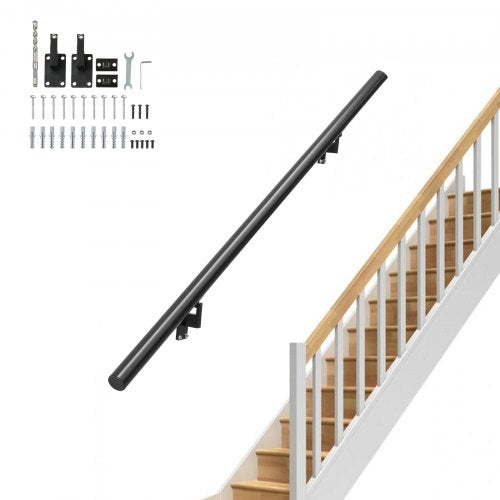 Handrail Stair Railing, 4 ft, Wall Mount Handrails for Indoor Stairs, Thickened Aluminum Alloy Hand Rail with Installation Kit, 440 LBS Load Capacity Stairway Railing for Outdoor Stairs