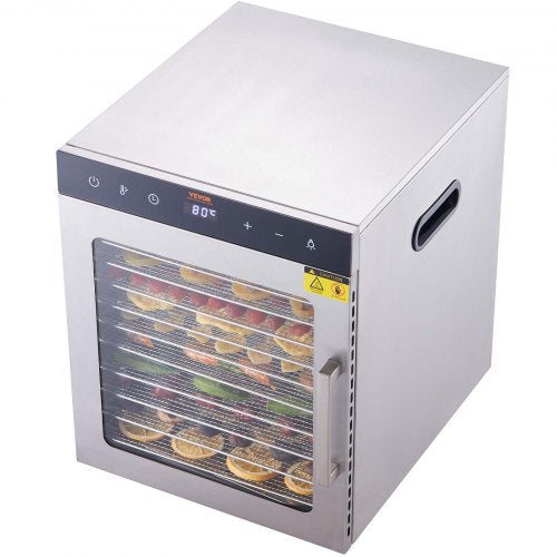 10 Trays Food Dehydrator Machine Stainless Steel 800W Jerky Fruit Drying