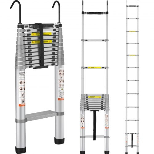 Telescoping Ladder Aluminum Extension Step 15 ft Multi-purpose Portable