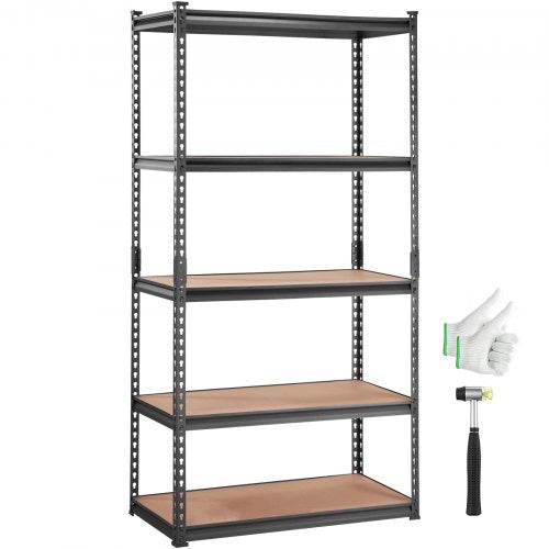 Storage Shelving Unit, 5-Tier Adjustable, 2000 lbs Capacity, Heavy Duty Garage Shelves Metal Organizer Utility Rack, Black, 36" L x 18" W x 72" H for Kitchen Pantry Basement Bathroom Laundry