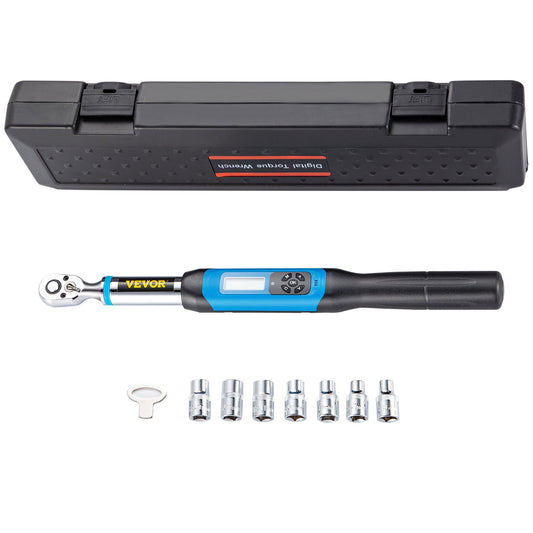 Digital Torque Wrench, 3/8" Drive Electronic Torque Wrench, Torque Wrench Kit 5-99.5 ft-lbs Torque Range Accurate to ±2%, Adjustable Torque Wrench with LED Display and Buzzer, Socket Set & Case