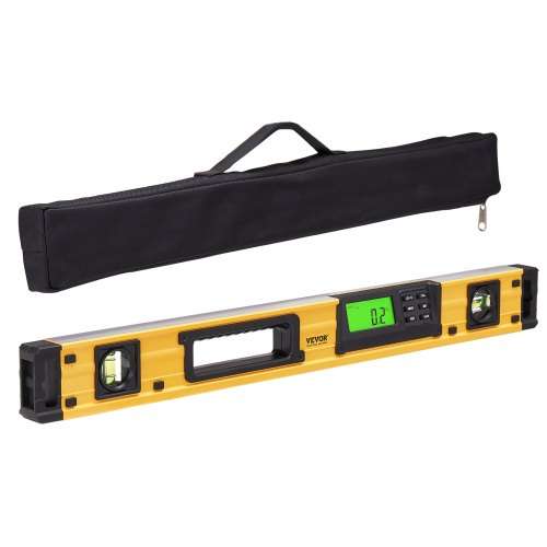 Magnetic Torpedo Level, 600mm, LED Backlit Screen Mechanical Bubble Vials Ruler for 0-360 Degree, Gravity Sensor Aluminum Alloy Leveler Tool w/ Viewing Window, Shock-Resistant for Plumbing, Wood