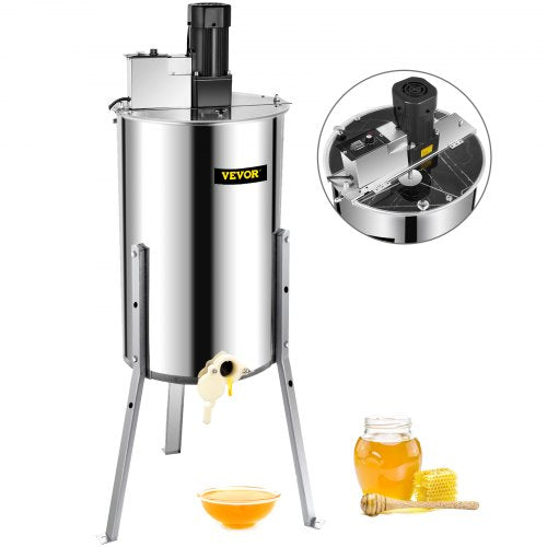 3 Frame Electric Honey Extractor Separator Stainless Steel Bee Extractor Stainless Steel Honeycomb Spinner Crank Beekeeping Extraction Apiary Centrifuge Equipment