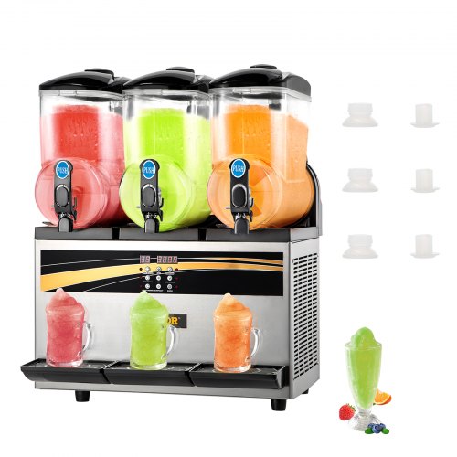 Commercial Slushy Ice Machine, 3 x 15 L Slushy Ice Machine, 800 W Slushy Ice Cream Maker, Slush Device 63 x 45 x 80 cm Slushy Maker Machine, 2 Modes Intelligent LED Control Panel Slushy Maker