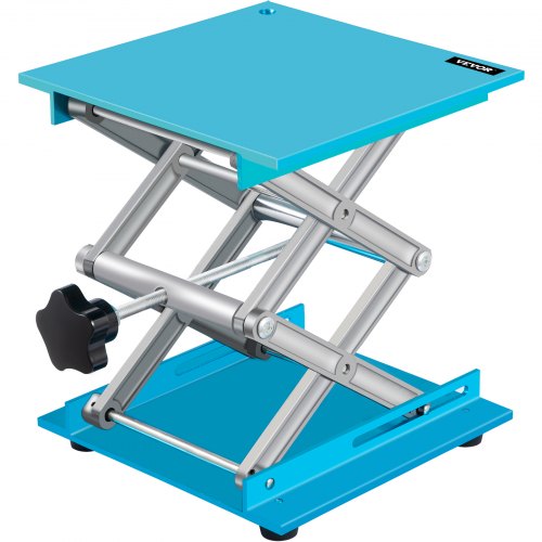 Lab Jack Stand, 8" x 8" Aluminum Oxide Lab Lift Jack with 2.4"-12" Adjustable Height, Durable and Stable Laboratory Scissor Jack, Lab Jack platform with 88LBS/40KG Large Loading Capacity, blue