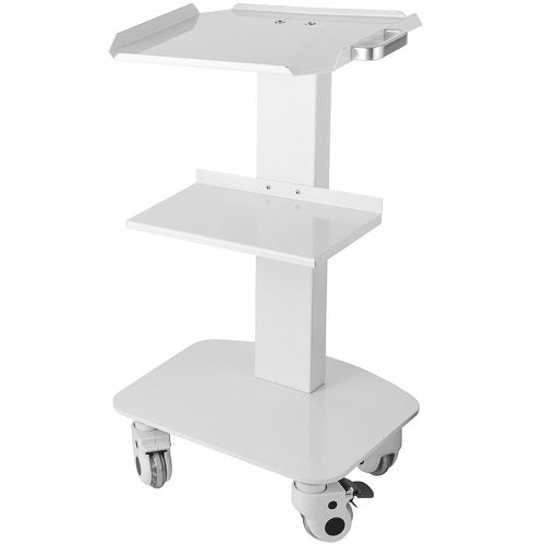 3-Layer Lab Medical Cart White Rolling Cart Lab Medical Equipment Cart Trolley Utility Cart