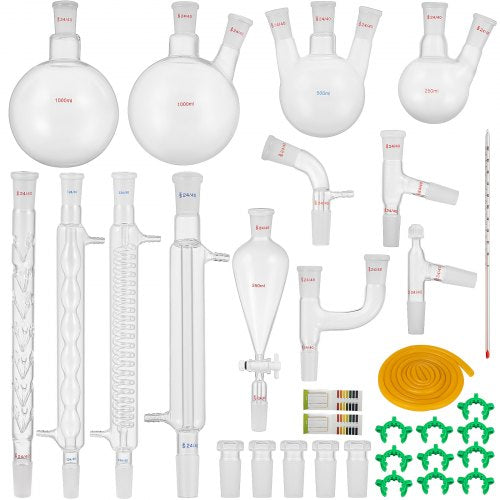 32pcs 24/40 Joints Lab Glassware Kit Organic Chemistry Lab Glassware Set Laboratory Condenser Essential Lab Equipment