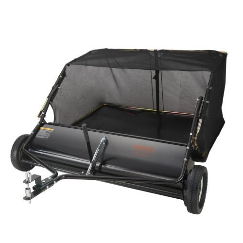 Tow Behind Lawn Sweeper 44 inch, 25 cu. ft Large Capacity Heavy Duty Leaf & Grass Collector with Adjustable Sweeping Height, Dumping Rope Design for Picking Up Debris and Grass