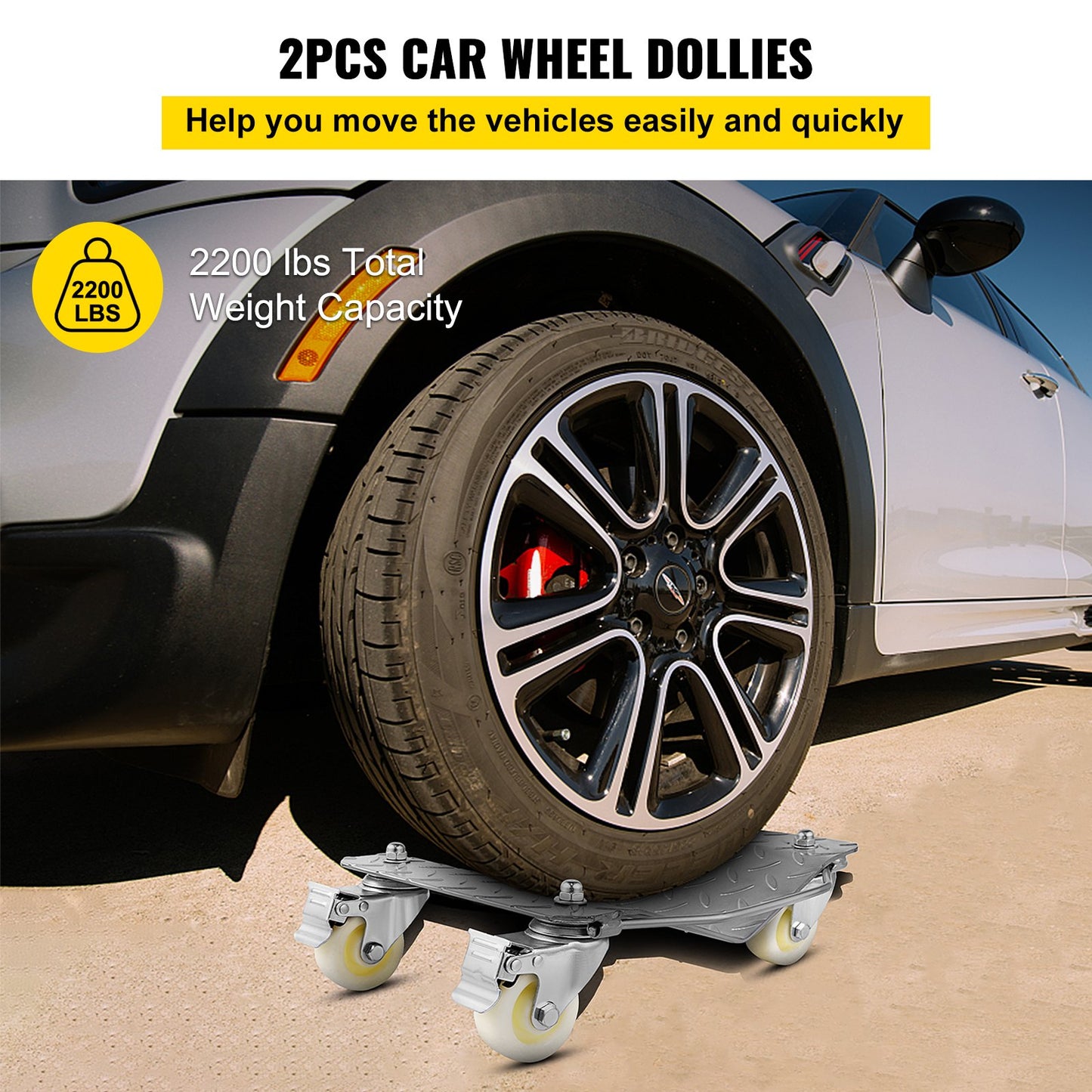 2Pcs Tire Wheel Dollies, 1500Lbs/680KG Tire Skates Wheel Car Van Positioning Dolly Trolley Ball Bearings Recovery Jack Auto Repair Moving