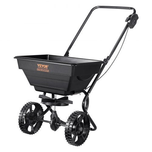 Broadcast Spreader, 25 LB Walk-Behind Turf Spreader with 8" Wheels, Steel Push Fertilizer Spreader, Garden Seeder, and Salt Spreader, Designed for Residential, Farm, and Tough Terrain, Black