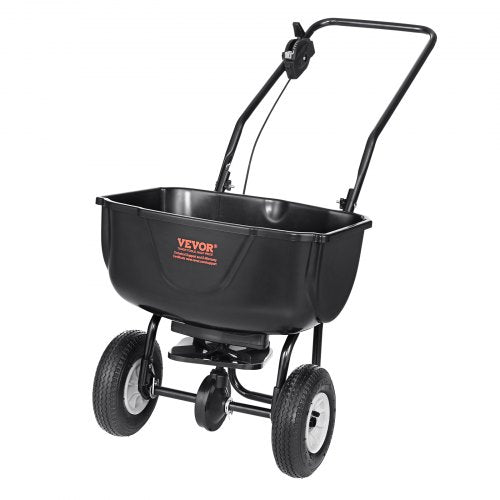 Broadcast Spreader, 60 LB Walk-Behind Turf Spreader with 8" Wheels, Steel Push Fertilizer Spreader, Garden Seeder, and Salt Spreader, Designed for Residential, Farm, and Tough Terrain, Black