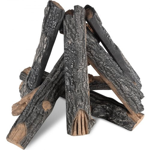 8 Pcs Oak Logs, Gas Fireplace Ceramic Logs for Fire place, Heat-Resistant Wood Log Gas Realistic Logs, Stackable Wood Branches for Gas Fireplace, Firebowl Indoor or Outdoor