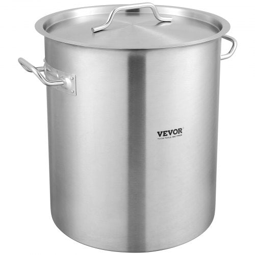 Stainless Steel Stockpot, 42 Quart Large Cooking Pots, Cookware Sauce Pot with Strainer, Lid, and Handle, Heavy Duty Commercial Grade Stock Pot, Sanding Treatment, for Large Groups Events Silver