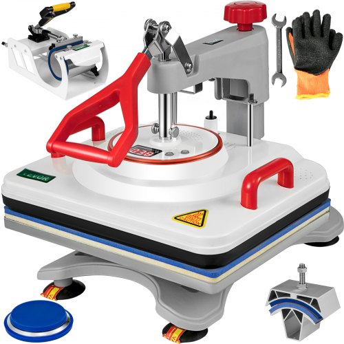 15x12Inch Heat Press Machine 5 in 1 Heat Press 30x38cm Professional Multifunctional Heat Press Digital Hot Sublimation Machine White for Mug Plate and Cap Transfer