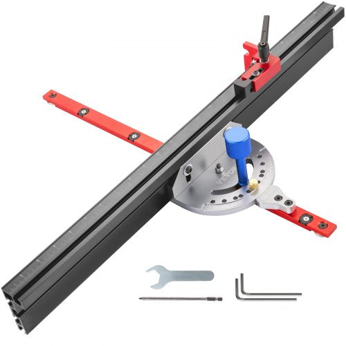 Miter Gauge, 24" Table Saw Miter Gauge, Precision Miter Saw Fence w/ Laser Marking Scale, Aluminum Table Saw Sled w/ 60 Degree Angled Ends for Max. Stock Support and a Repetitive Cut Flip Stop