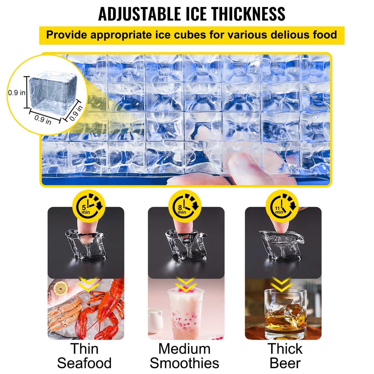 Countertop Ice Maker, 70LBS/24H Yield, Tabletop Ice Machine w/ 11LBS Storage, Ice Cube Maker w/ 36PCS Ice Plate, 350W Ice Maker Machine w/ Control Panel Blue Light Drain Pipe Filter Scoop, 220V