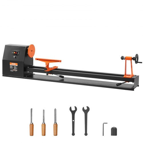 Benchtop Wood Lathe, 14 in x 40 in, 0.5 HP 370W Power Wood Turning Lathe Machine, 4 Speed Adjustable 885/1245/1715/2425 RPM with Chisels Faceplate Plastic Handle Hex Wrench, for Woodworking