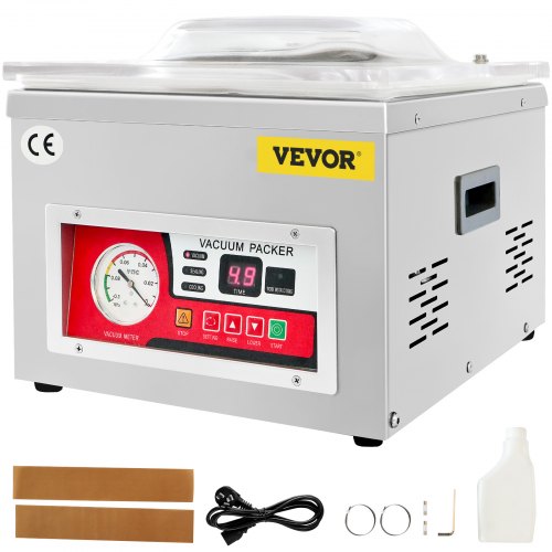 Chamber Vacuum Sealer, DZ-260A 6.5 m3/h Pump Rate, Excellent Sealing Effect with Automatic Control, 220V Kitchen Packaging Machine for Fresh Meats, Fruit Saver, Home, Commercial Using