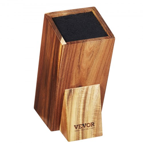 Universal Knife Holder, Acacia Wood Knife Block Without Knives, Extra Large Knife Storage Holder Stand with PP Brush, Multifunctional Wooden Knife Organizer, Knife Rack for Kitchen Counter