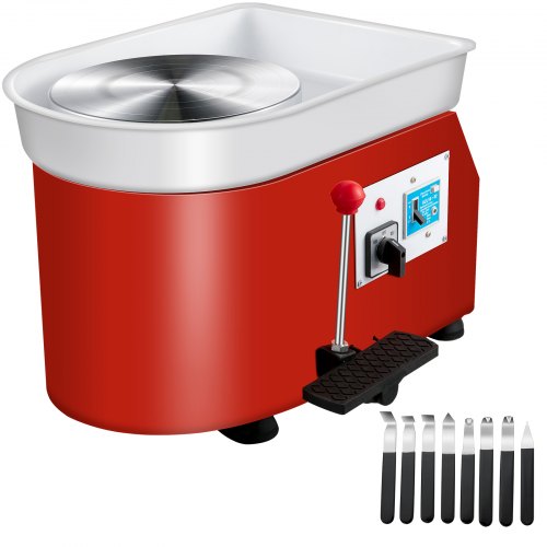 Pottery Wheel 25cm Pottery Forming Machine 280W Electric Pottery Wheel with Adjustable Feet Lever Pedal DIY Clay Tool with Tray Shapping Tool Set for Ceramics Clay Craft DIY Clay